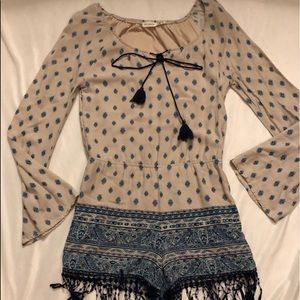 Blu Pepper Tassel Romper